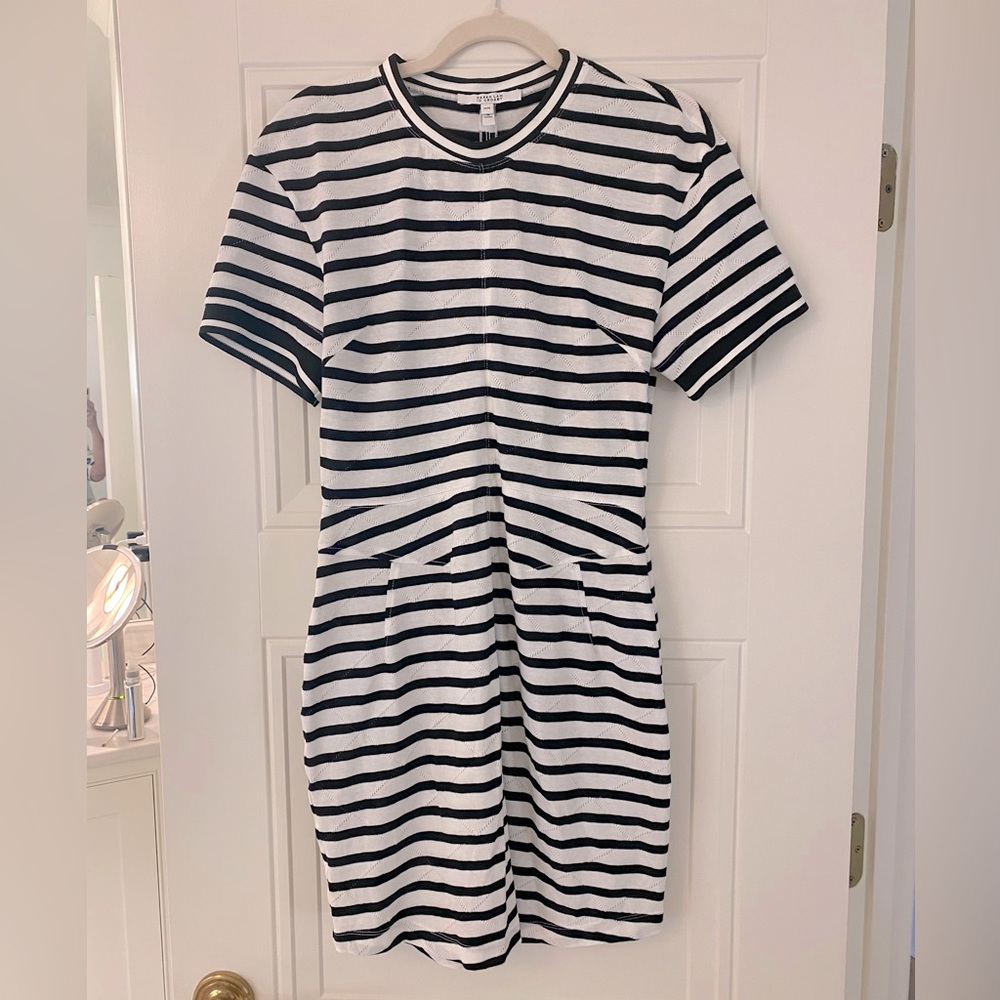 Derek Lam 10 Cosby black and white stipe dress   Size Medium.